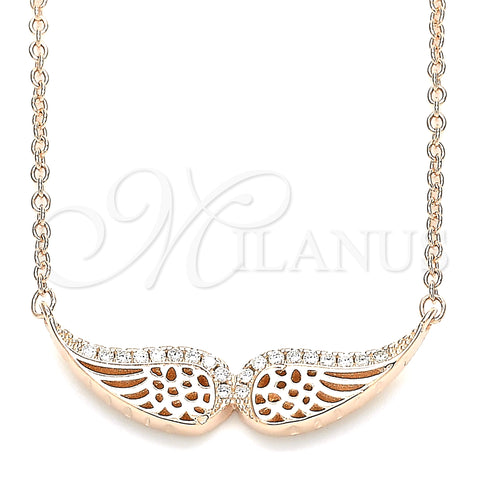 Sterling Silver Pendant Necklace, with White Cubic Zirconia, Polished, Rose Gold Finish, 04.336.0003.1.16 (01 MM Thickness, 16 Inches Length)