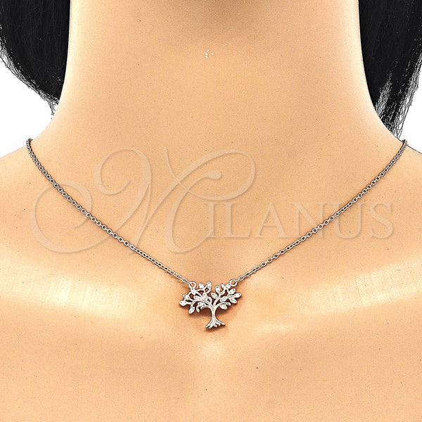Sterling Silver Necklace — Pendant Necklace Tree Design with White Cubic Zirconia — alternate product view — SKU 130782 | Plata 925 collar — Pendant Necklace Tree diseño with blanco Cubic Zirconia — SKU 130782
