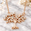 Sterling Silver Pendant Necklace, Tree Design, with White Cubic Zirconia, Polished, Rose Gold Finish, 04.336.0045.1.16 (01 MM Thickness, 16 Inches Length)