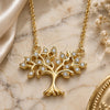 Sterling Silver Pendant Necklace, Tree Design, with White Cubic Zirconia, Polished, Golden Finish, 04.336.0045.2.16 (01 MM Thickness, 16 Inches Length)