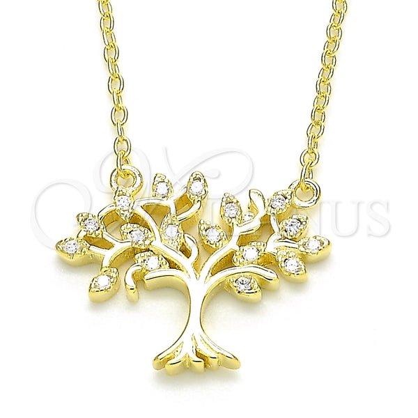 Sterling Silver Necklace — Pendant Necklace Tree Design with White Cubic Zirconia — main product view — SKU 130783 | Plata 925 collar — Pendant Necklace Tree diseño with blanco Cubic Zirconia — SKU 130783
