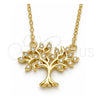 Sterling Silver Pendant Necklace, Tree Design, with White Cubic Zirconia, Polished, Golden Finish, 04.336.0045.2.16 (01 MM Thickness, 16 Inches Length)