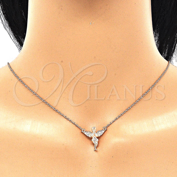 Sterling Silver Necklace — Pendant Necklace Angel Design with White Micro Pave — alternate product view — SKU 130785 | Plata 925 collar — Pendant Necklace Angel diseño with blanco Micro Pave — SKU 130785