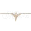 Sterling Silver Pendant Necklace, Angel Design, with White Micro Pave, Polished, Rose Gold Finish, 04.336.0012.1.16 (01 MM Thickness, 16 Inches Length)