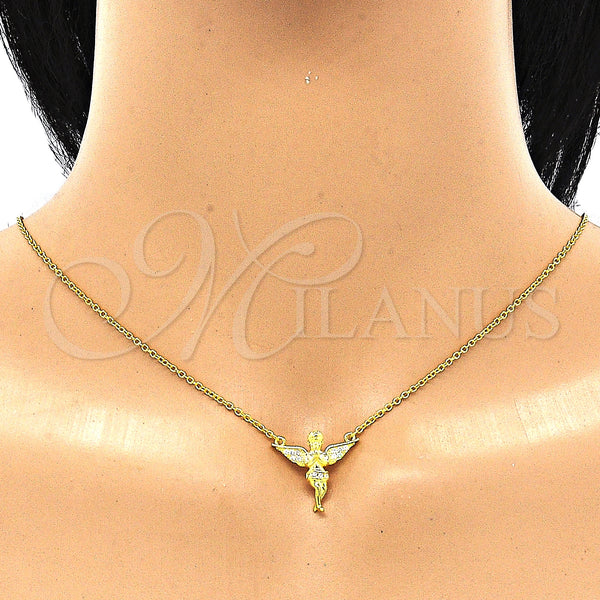 Sterling Silver Necklace — Pendant Necklace Angel Design with White Micro Pave — alternate product view — SKU 130786 | Plata 925 collar — Pendant Necklace Angel diseño with blanco Micro Pave — SKU 130786