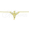 Sterling Silver Pendant Necklace, Angel Design, with White Micro Pave, Polished, Golden Finish, 04.336.0012.2.16 (01 MM Thickness, 16 Inches Length)