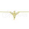 Sterling Silver Pendant Necklace, Angel Design, with White Micro Pave, Polished, Golden Finish, 04.336.0012.2.16 (01 MM Thickness, 16 Inches Length)