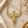 Sterling Silver Pendant Necklace, Angel Design, with White Micro Pave, Polished, Golden Finish, 04.336.0012.2.16 (01 MM Thickness, 16 Inches Length)