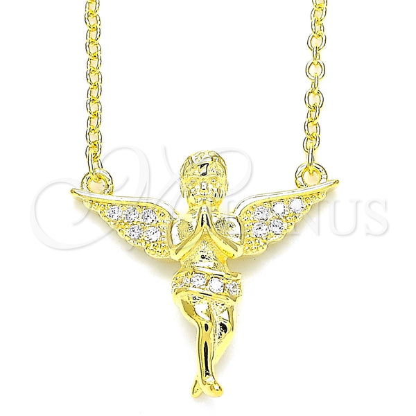 Sterling Silver Necklace — Pendant Necklace Angel Design with White Micro Pave — main product view — SKU 130786 | Plata 925 collar — Pendant Necklace Angel diseño with blanco Micro Pave — SKU 130786