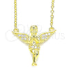 Sterling Silver Pendant Necklace, Angel Design, with White Micro Pave, Polished, Golden Finish, 04.336.0012.2.16 (01 MM Thickness, 16 Inches Length)