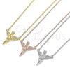 Sterling Silver Pendant Necklace, Angel Design, with White Micro Pave, Polished, Golden Finish, 04.336.0012.2.16 (01 MM Thickness, 16 Inches Length)
