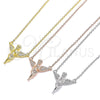 Sterling Silver Pendant Necklace, Angel Design, with White Micro Pave, Polished, Golden Finish, 04.336.0012.2.16 (01 MM Thickness, 16 Inches Length)