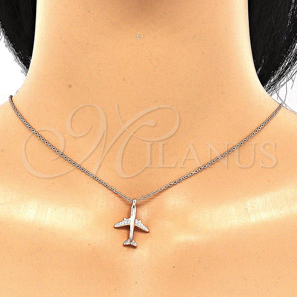 Sterling Silver Necklace — Pendant Necklace with White Cubic Zirconia Polished Rose — alternate product view — SKU 130788 | Plata 925 collar — Pendant Necklace with blanco Cubic Zirconia pulido Rose — SKU 130788