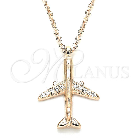 Sterling Silver Pendant Necklace, with White Cubic Zirconia, Polished, Rose Gold Finish, 04.336.0159.1.16 (01 MM Thickness, 16 Inches Length)