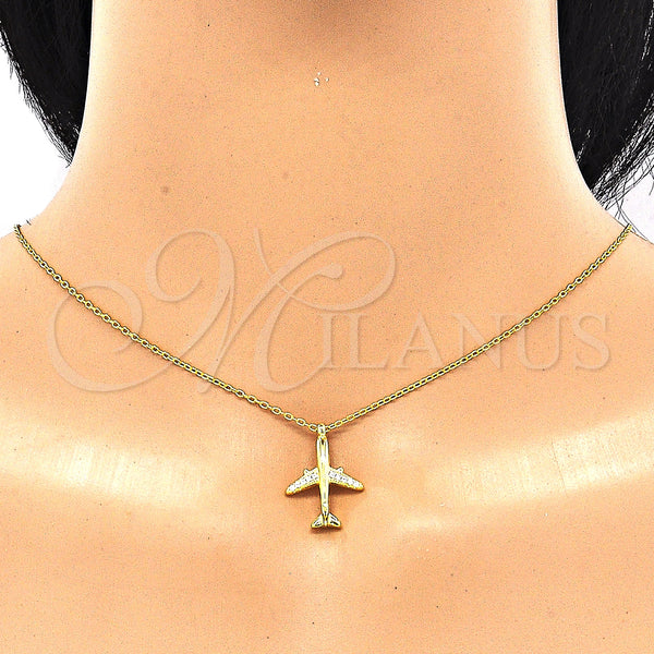 Sterling Silver Necklace — Pendant Necklace with White Cubic Zirconia Polished 04. — alternate product view — SKU 130789 | Plata 925 collar — Pendant Necklace with blanco Cubic Zirconia pulido 04. — SKU 130789