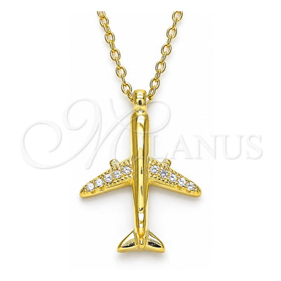 Sterling Silver Pendant Necklace, with White Cubic Zirconia, Polished, Golden Finish, 04.336.0159.2.16 (01 MM Thickness, 16 Inches Length)