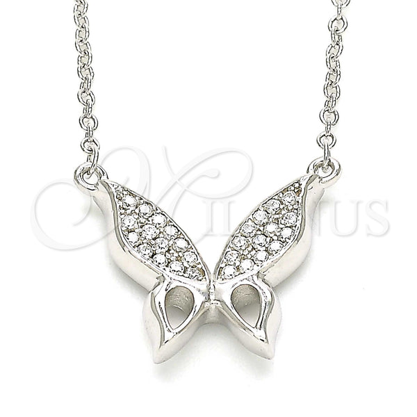 Sterling Silver Necklace — Pendant Necklace Butterfly Design with White Cubic Zirconia — main product view — SKU 130790 | Plata 925 collar — Pendant Necklace Butterfly diseño with blanco Cubic Zirconia — SKU 130790