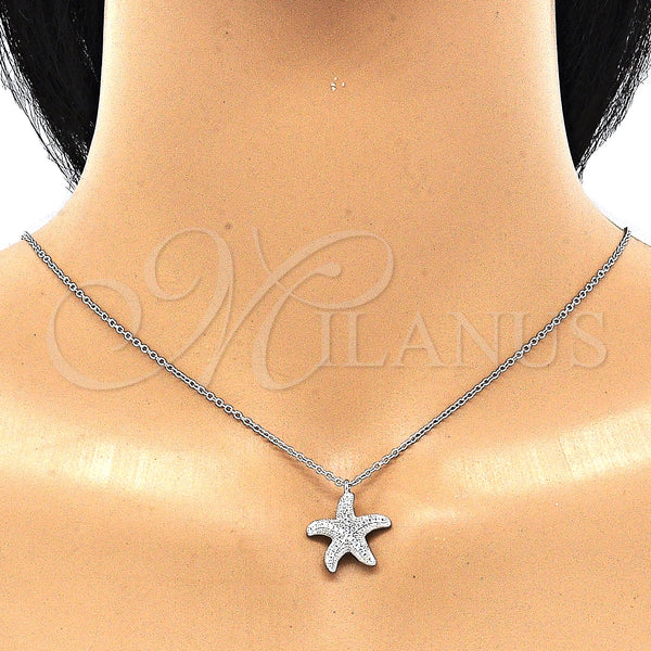 Sterling Silver Necklace — Pendant Necklace with White Cubic Zirconia Polished 04. — alternate product view — SKU 130791 | Plata 925 collar — Pendant Necklace with blanco Cubic Zirconia pulido 04. — SKU 130791