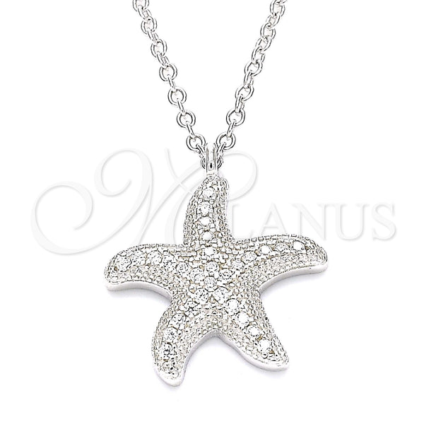 Sterling Silver Necklace — Pendant Necklace with White Cubic Zirconia Polished 04. — main product view — SKU 130791 | Plata 925 collar — Pendant Necklace with blanco Cubic Zirconia pulido 04. — SKU 130791