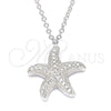 Sterling Silver Pendant Necklace, with White Cubic Zirconia, Polished, Rhodium Finish, 04.336.0170.16 (01 MM Thickness, 16 Inches Length)
