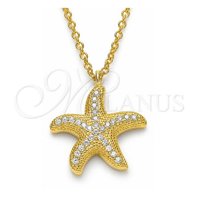 Sterling Silver Pendant Necklace, with White Cubic Zirconia, Polished, Golden Finish, 04.336.0170.2.16 (01 MM Thickness, 16 Inches Length)