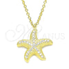 Sterling Silver Pendant Necklace, with White Cubic Zirconia, Polished, Golden Finish, 04.336.0170.2.16 (01 MM Thickness, 16 Inches Length)