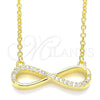 Sterling Silver Pendant Necklace, Infinite Design, with White Cubic Zirconia, Polished, Golden Finish, 04.336.0173.2.16 (01 MM Thickness, 16 Inches Length)