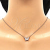 Sterling Silver Pendant Necklace, Butterfly Design, with White Cubic Zirconia, Polished, Rose Gold Finish, 04.336.0042.1.16 (01 MM Thickness, 16 Inches Length)