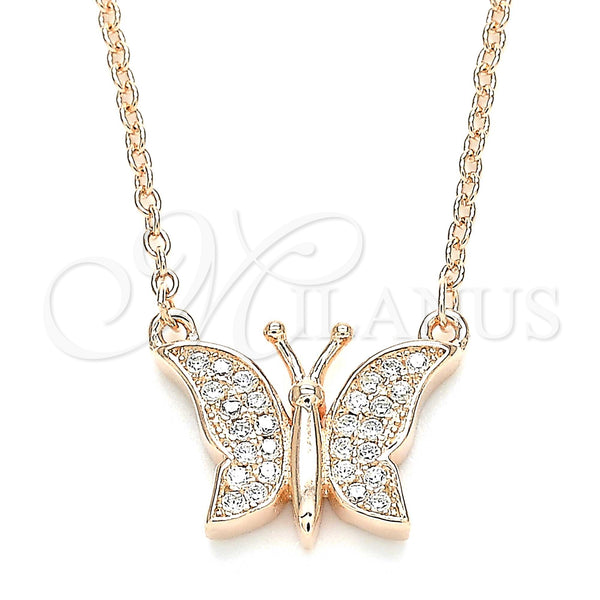 Sterling Silver Necklace — Pendant Necklace Butterfly Design with White Cubic Zirconia — main product view — SKU 130802 | Plata 925 collar — Pendant Necklace Butterfly diseño with blanco Cubic Zirconia — SKU 130802