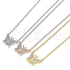 Sterling Silver Pendant Necklace, Butterfly Design, with White Cubic Zirconia, Polished, Rose Gold Finish, 04.336.0042.1.16 (01 MM Thickness, 16 Inches Length)