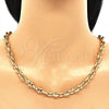 Oro Laminado Basic Necklace, Gold Filled Style Mariner and Puff Mariner Design, Polished, Golden Finish, 04.63.1393.24 (08 MM Thickness, 24 Inches Length)