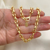 Oro Laminado Basic Necklace, Gold Filled Style Mariner and Puff Mariner Design, Polished, Golden Finish, 04.63.1393.24 (08 MM Thickness, 24 Inches Length)