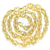 Oro Laminado Basic Necklace, Gold Filled Style Mariner and Puff Mariner Design, Polished, Golden Finish, 04.63.1393.24 (08 MM Thickness, 24 Inches Length)