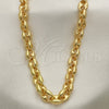 Oro Laminado Basic Necklace, Gold Filled Style Mariner and Puff Mariner Design, Polished, Golden Finish, 04.63.1393.24 (08 MM Thickness, 24 Inches Length)