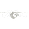 Sterling Silver Pendant Necklace, Moon and Star Design, with White Cubic Zirconia, Polished, Rhodium Finish, 04.336.0179.16 (01 MM Thickness, 16 Inches Length)