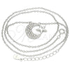 Sterling Silver Pendant Necklace, Moon and Star Design, with White Cubic Zirconia, Polished, Rhodium Finish, 04.336.0179.16 (01 MM Thickness, 16 Inches Length)