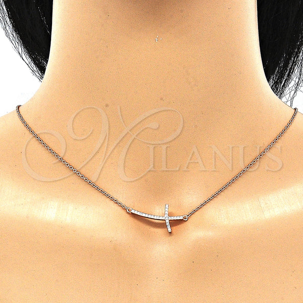 Sterling Silver Necklace — Pendant Necklace Cross Design with White Cubic Zirconia — alternate product view — SKU 130810 | Plata 925 collar — Pendant Necklace cruz diseño with blanco Cubic Zirconia — SKU 130810