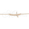 Sterling Silver Pendant Necklace, Cross Design, with White Cubic Zirconia, Polished, Rose Gold Finish, 04.336.0180.1.16 (01 MM Thickness, 16 Inches Length)