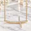 Sterling Silver Pendant Necklace, Cross Design, with White Cubic Zirconia, Polished, Rose Gold Finish, 04.336.0180.1.16 (01 MM Thickness, 16 Inches Length)