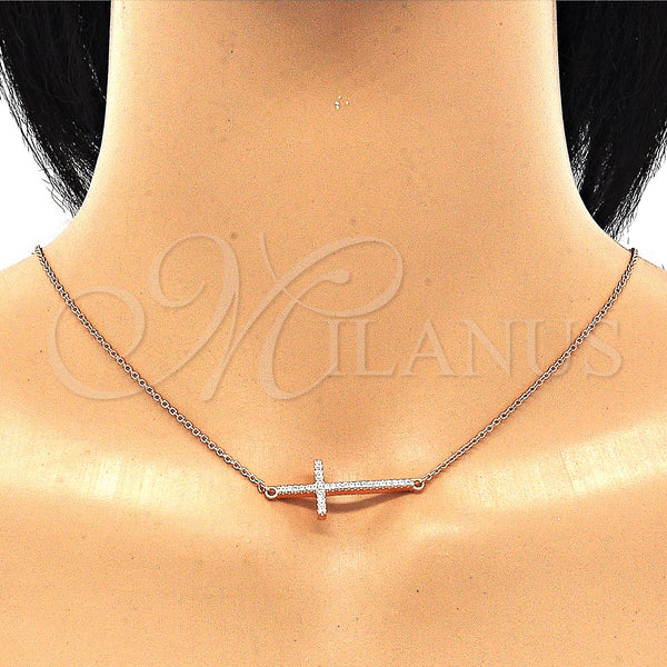 Sterling Silver Necklace — Pendant Necklace Cross Design with White Cubic Zirconia — alternate product view — SKU 130813 | Plata 925 collar — Pendant Necklace cruz diseño with blanco Cubic Zirconia — SKU 130813