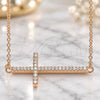 Sterling Silver Pendant Necklace, Cross Design, with White Cubic Zirconia, Polished, Rose Gold Finish, 04.336.0181.1.16 (01 MM Thickness, 16 Inches Length)