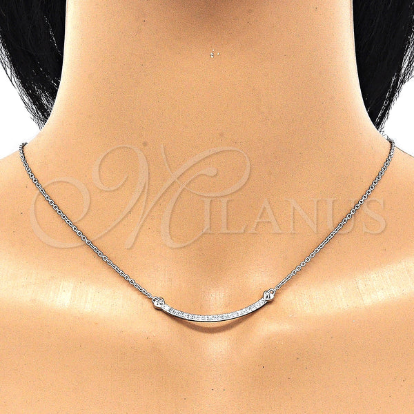 Sterling Silver Necklace — Pendant Necklace Heart Design with White Cubic Zirconia — alternate product view — SKU 130815 | Plata 925 collar — Pendant Necklace corazón diseño with blanco Cubic Zirconia — SKU 130815