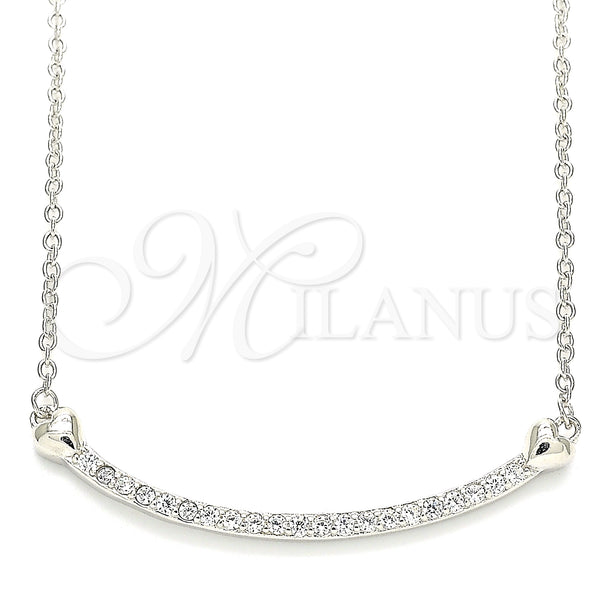 Sterling Silver Necklace — Pendant Necklace Heart Design with White Cubic Zirconia — main product view — SKU 130815 | Plata 925 collar — Pendant Necklace corazón diseño with blanco Cubic Zirconia — SKU 130815
