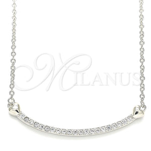 Sterling Silver Necklace — Pendant Necklace Heart Design with White Cubic Zirconia — main product view — SKU 130815 | Plata 925 collar — Pendant Necklace corazón diseño with blanco Cubic Zirconia — SKU 130815