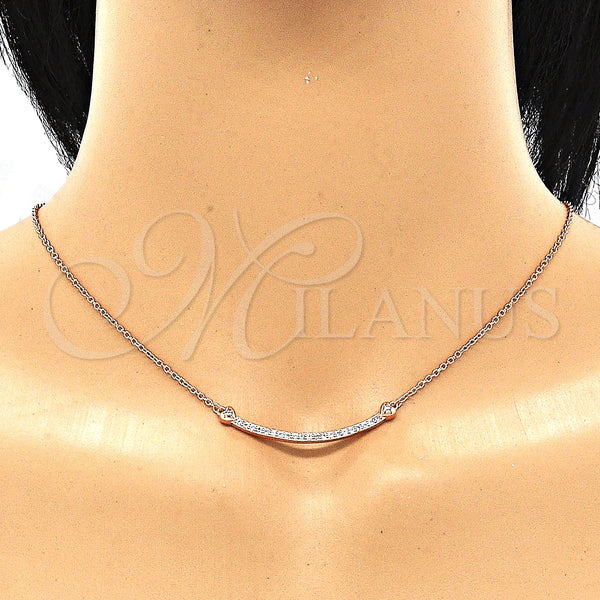 Sterling Silver Necklace — Pendant Necklace Heart Design with White Cubic Zirconia — alternate product view — SKU 130816 | Plata 925 collar — Pendant Necklace corazón diseño with blanco Cubic Zirconia — SKU 130816