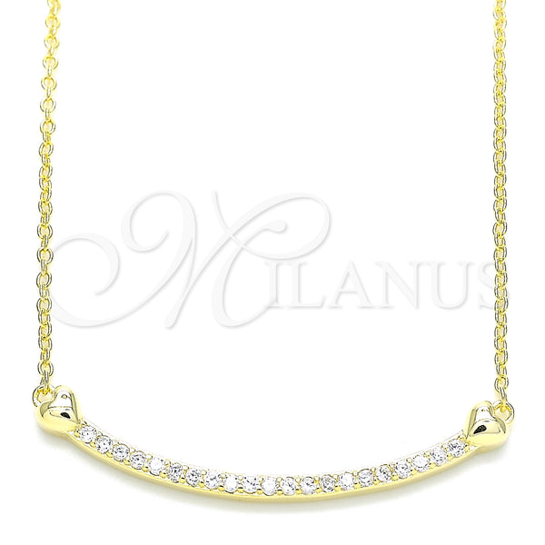 Sterling Silver Necklace — Pendant Necklace Heart Design with White Cubic Zirconia — main product view — SKU 130817 | Plata 925 collar — Pendant Necklace corazón diseño with blanco Cubic Zirconia — SKU 130817
