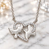Sterling Silver Pendant Necklace, Bird and Heart Design, with White Micro Pave, Polished, Rhodium Finish, 04.336.0183.16 (01 MM Thickness, 16 Inches Length)