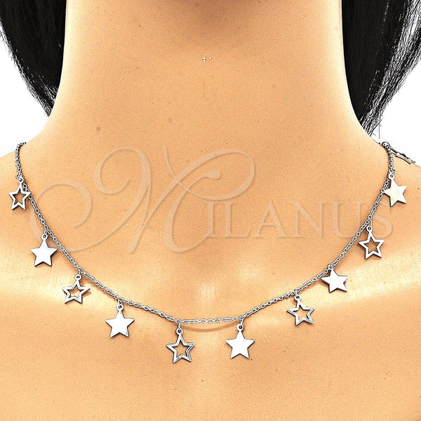 Sterling Silver Necklace — Pendant Necklace Star Design Polished 04. 01 MM — alternate product view — SKU 130821 | Plata 925 collar — Pendant Necklace estrella diseño pulido 04. 01 MM — SKU 130821