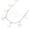 Sterling Silver Pendant Necklace, Star Design, Polished, Rhodium Finish, 04.336.0184.16 (01 MM Thickness, 16 Inches Length)