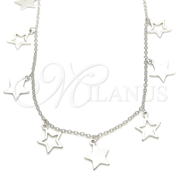 Sterling Silver Pendant Necklace, Star Design, Polished, Rhodium Finish, 04.336.0184.16 (01 MM Thickness, 16 Inches Length)